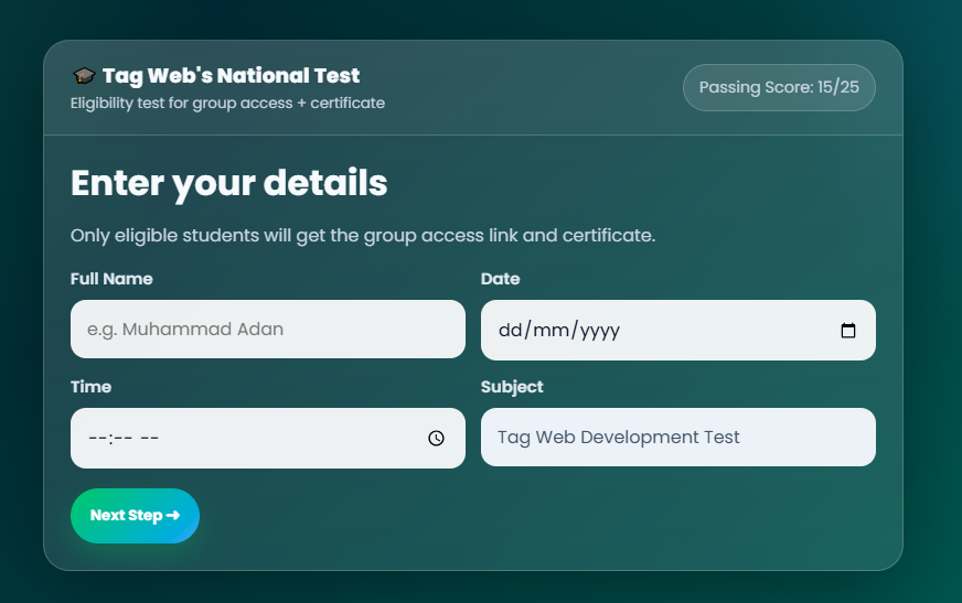 Tag Web Test